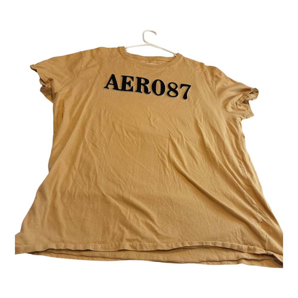 Aeropostale Aero87 T Shirt Size XL Mustard Yellow Short Sleeve Graphic Top
